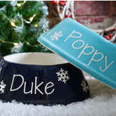 Personalised Snowflakes Slanted Dog Bowls